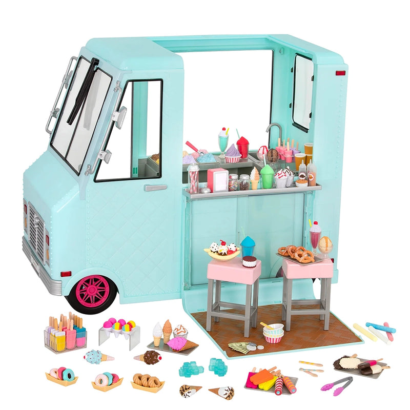 Our Generation Ice Cream Truck for 18-inch Dolls Ages 3+ - Green Sweet Stop