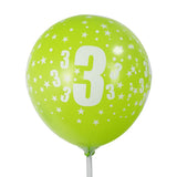 Set de 6 Globos de Látex Impresos con el Número 3 – 30cm