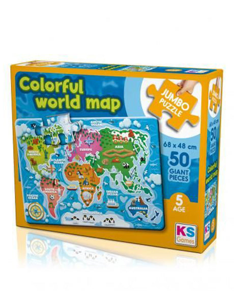 KS Jumbo Puzzle 50 - Colorful World Map