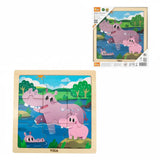 Viga Toys Rompecabezas de 9 Piezas Hipopótamo y su Cría – 18M+