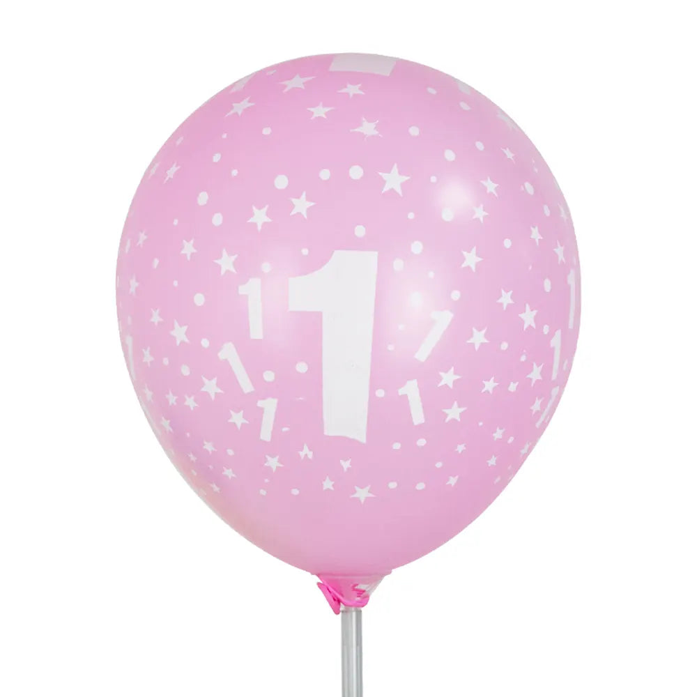 Set de 6 Globos de Látex Impresos con el Número 1 – 30cm