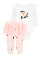 Ensemble 2 Pièces Body et Pantalon Halloween Bébé Carter's - Rose & Blanc