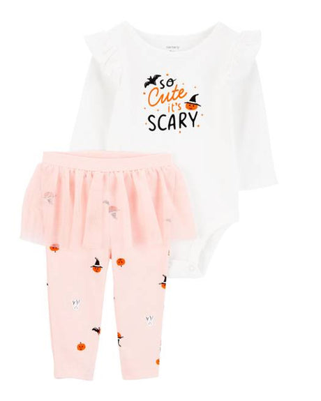 Ensemble 2 Pièces Body et Pantalon Halloween Bébé Carter's - Rose & Blanc