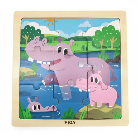 Viga Toys Puzzle 9 Pièces 18M+ - Hippopotame