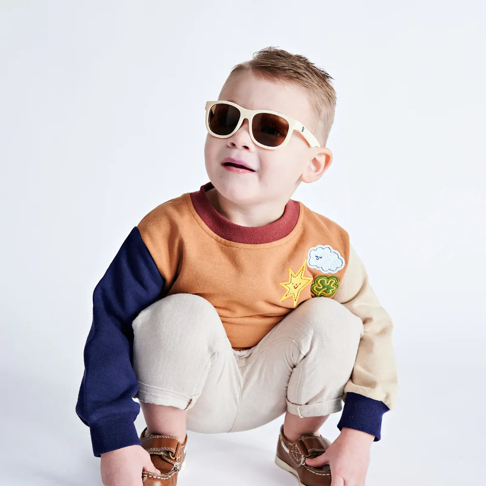 بابيتورز نظارات شمسية بعدسات كهرمانية 3-5 سنوات - كريمي حلو