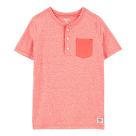 T-shirts Henley Chiné à Poches OshKosh - Corail