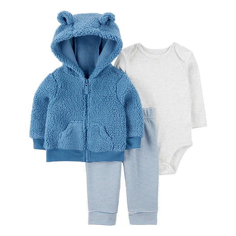 Ensemble 3 Pièces Bébé Carter's - Bleu & Gris