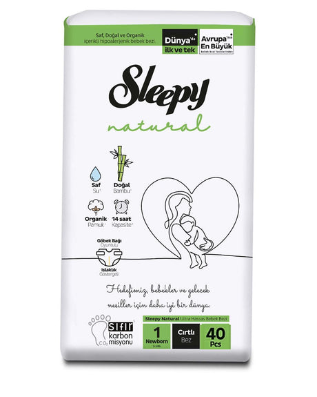 Sleepy Natural Couches Bébés Nouveau Née Taille 1 - (2-5kg) 40 Unités
