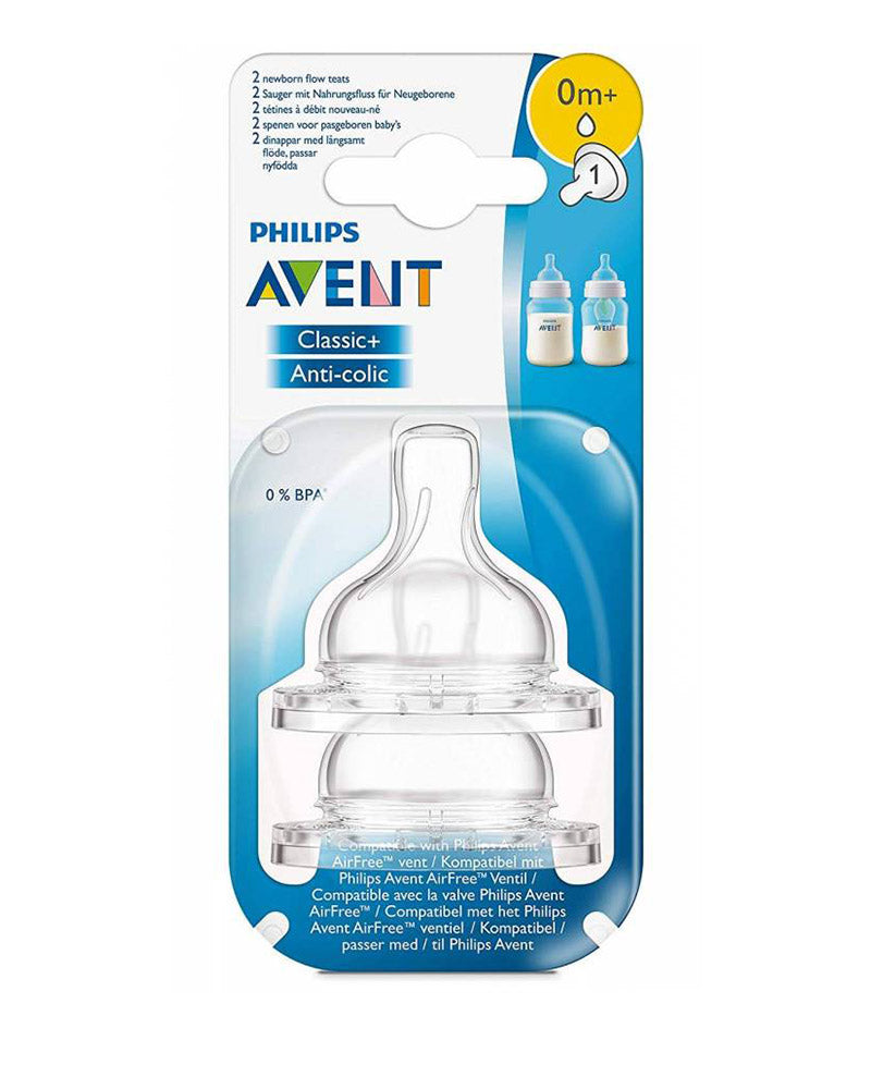 Avent 2 Tétines Classic Anti-Colic Débit Nouveau-né 0m+