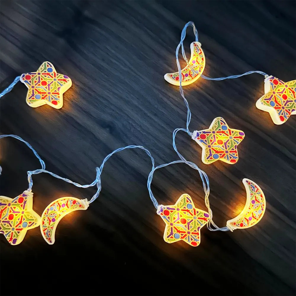 Guirlande de 10 Lanternes LED pour Décoration du Ramadan - Lunes & Étoiles