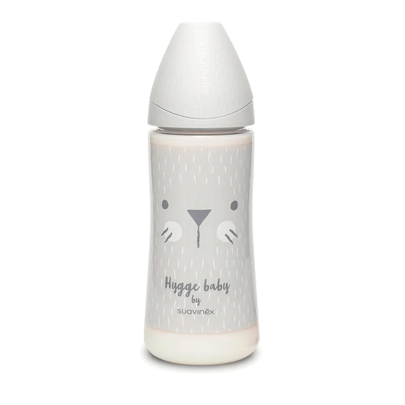 Suavinex Biberon Premium en Polyamide à Col Large 4M+ 360ml - Lapin Gris