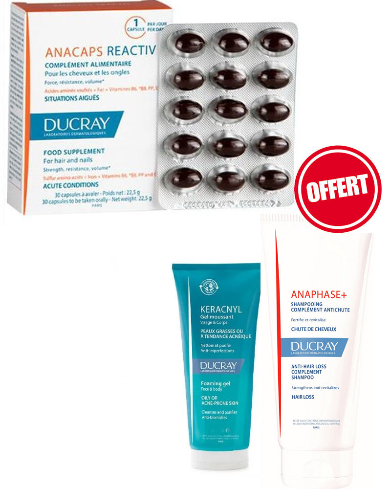 Ducray Anacaps Reactiv Ongles 30 Capsules = Shampooing Antichute 100ml ...