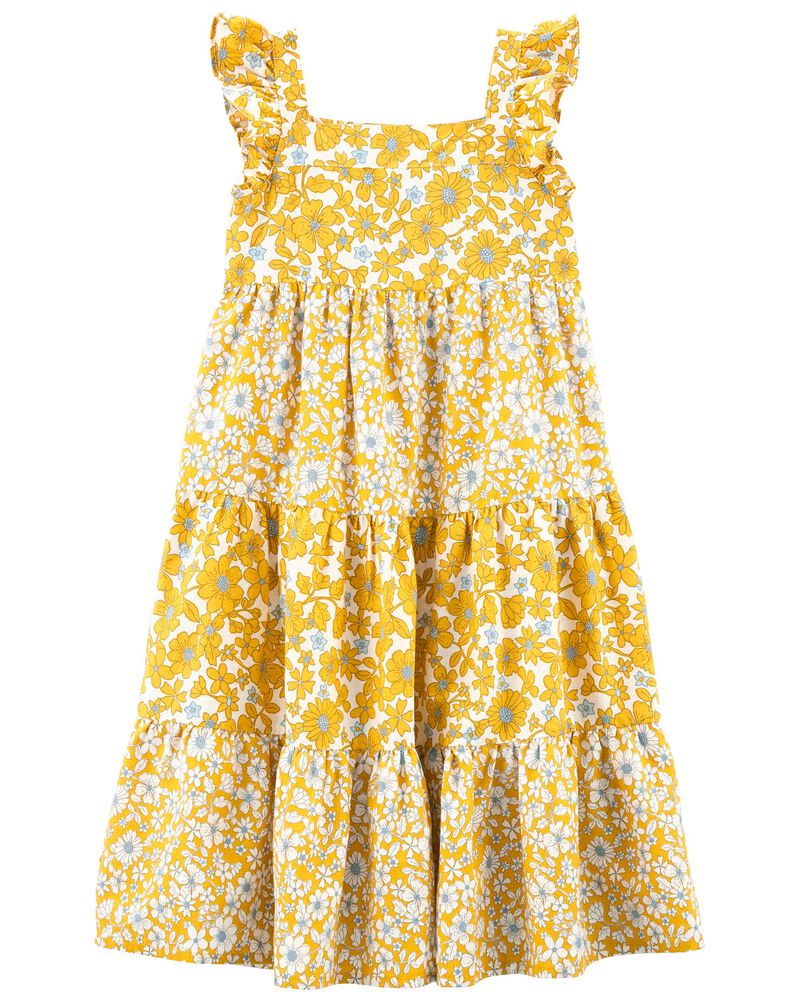 فستان كارترز من الكتان المزهر - اصفر