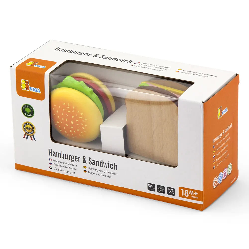 Viga Toys Burger & Sandwich en Bois 18M+ 