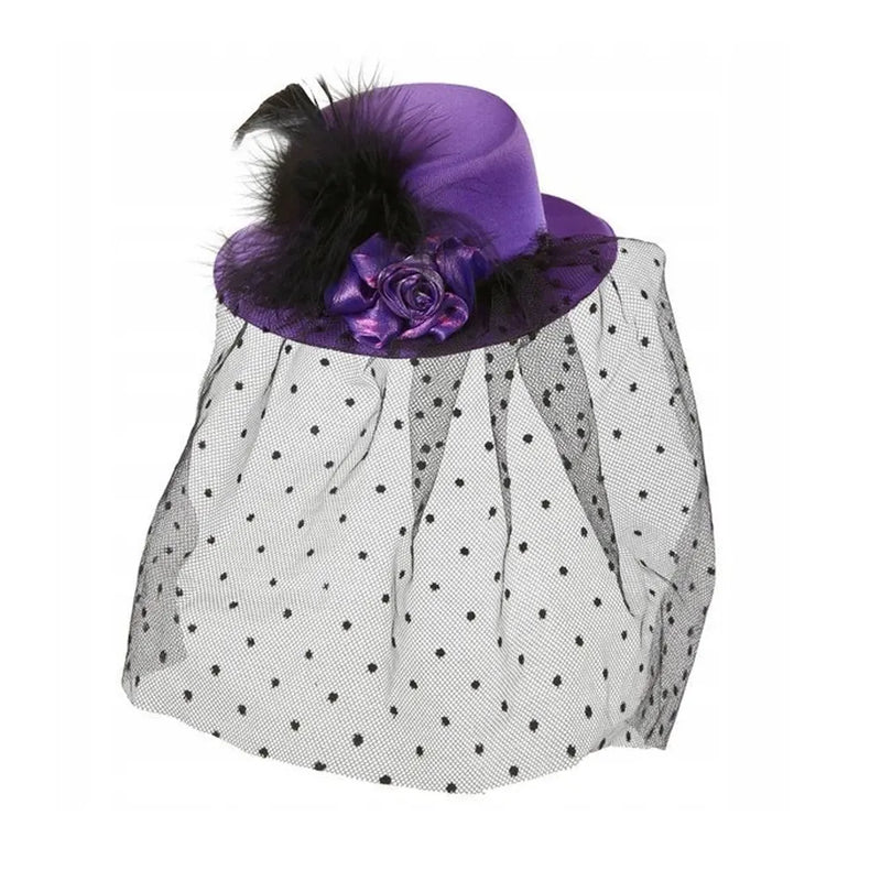 Mini Sombrero Morado con Velo