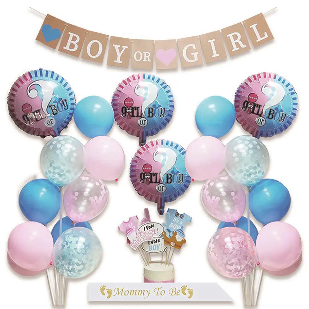 Gender Reveal Decoration Kit for Boys or Girls - Pink & Blue