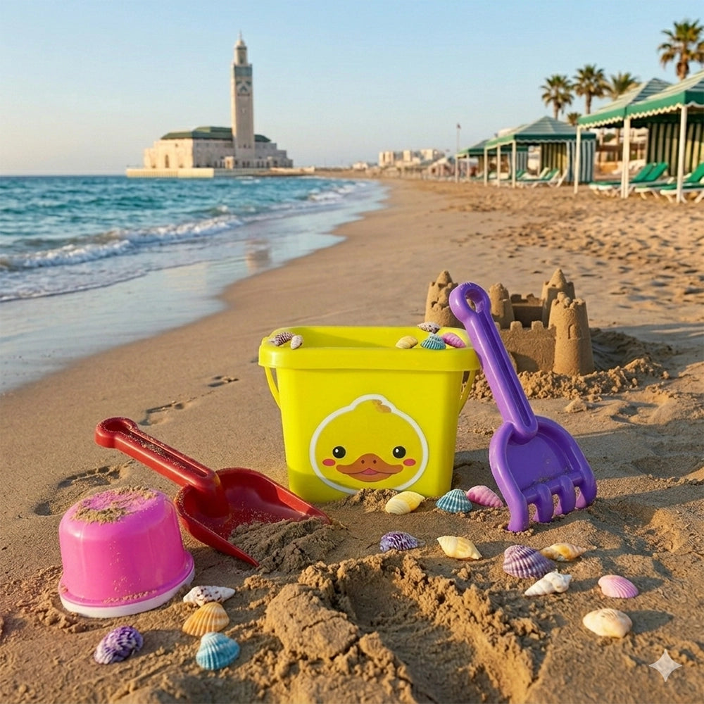 Seau de Plage avec Accessoires Multicolores - Jaune
