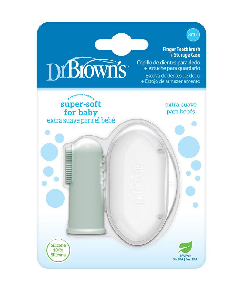 Dr. Brown's Brosse à dents en silicone avec étui 3M+ - Vert