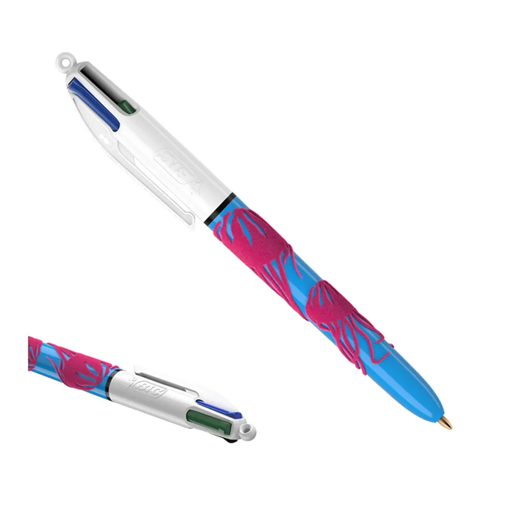 Stylo Bic 4 Couleurs Velvet - Bleu & Rose