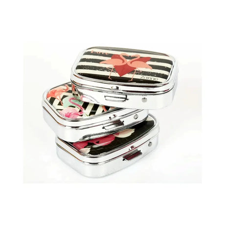 Zarine Pilulier Compact 2 Compartiments - Motif Flamingo