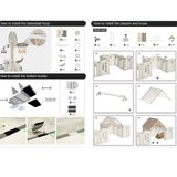 Clôtures + Basketball + Étagère + Balançoire + Toboggan + Maison + Tapis - Blanc