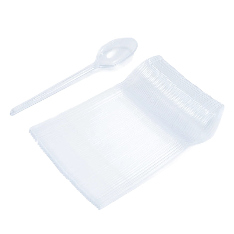 Pack de 100 Cuillères en plastique - Transparent