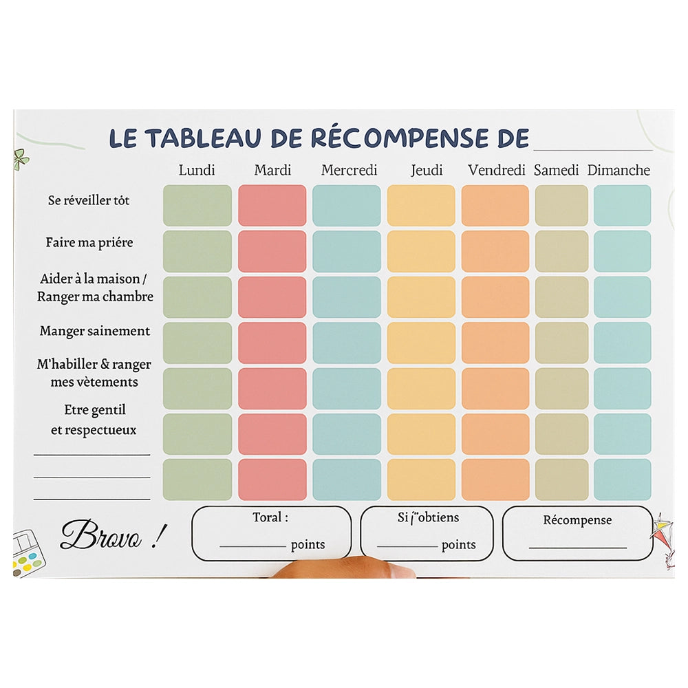 O Rayon des Kids Tableau de Récompense pour Enfant – Plexiglass 29x22 cm + Feutre Offert