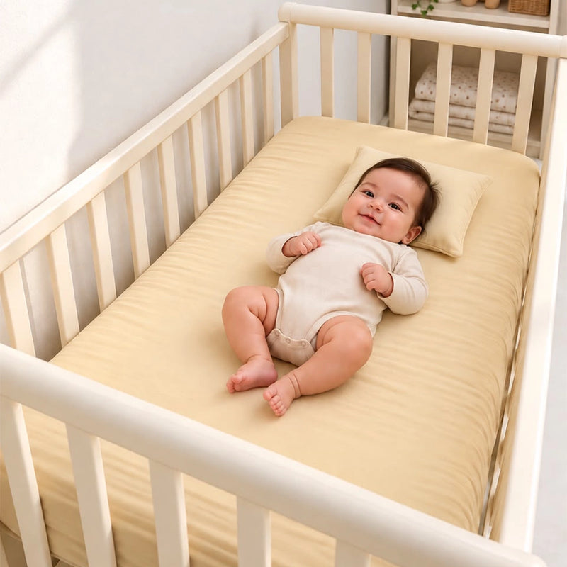 BébéYo Drap Housse et Coussin - Beige Crème
