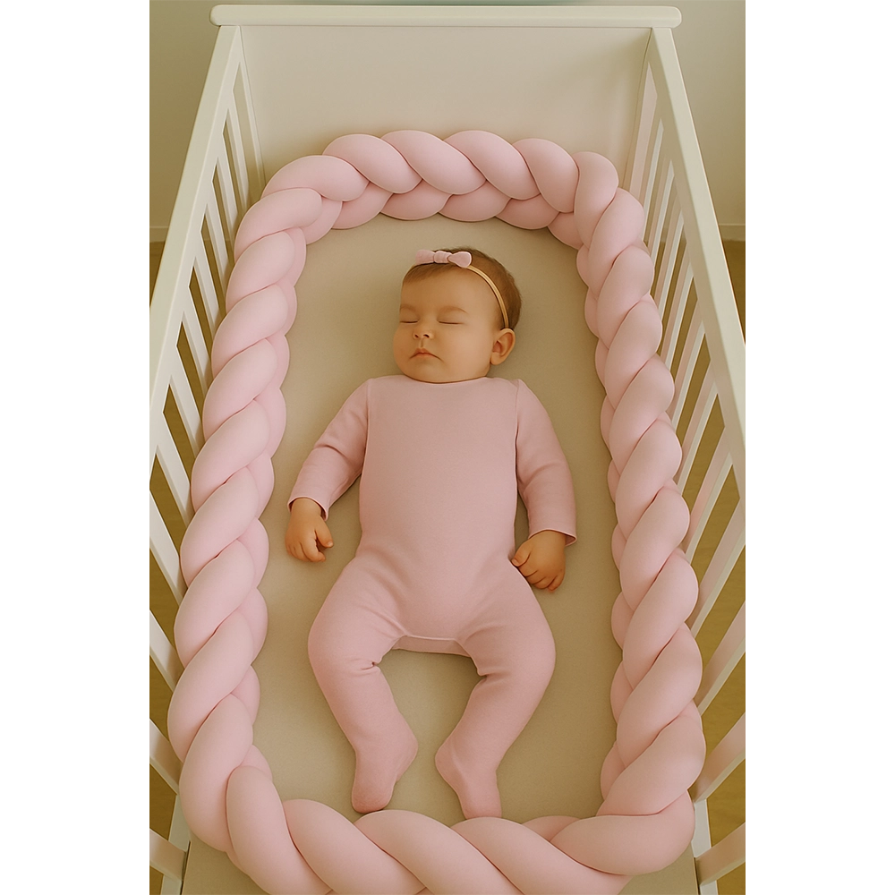 Babymat Tour de Lit Tressé - Rose Clair