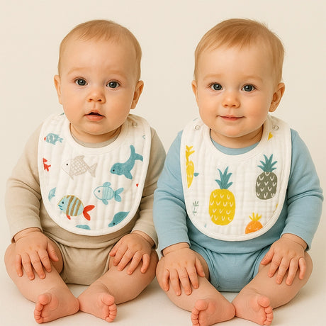 Lot de 2 Bavoirs Babtymat - Ananas & Poisson