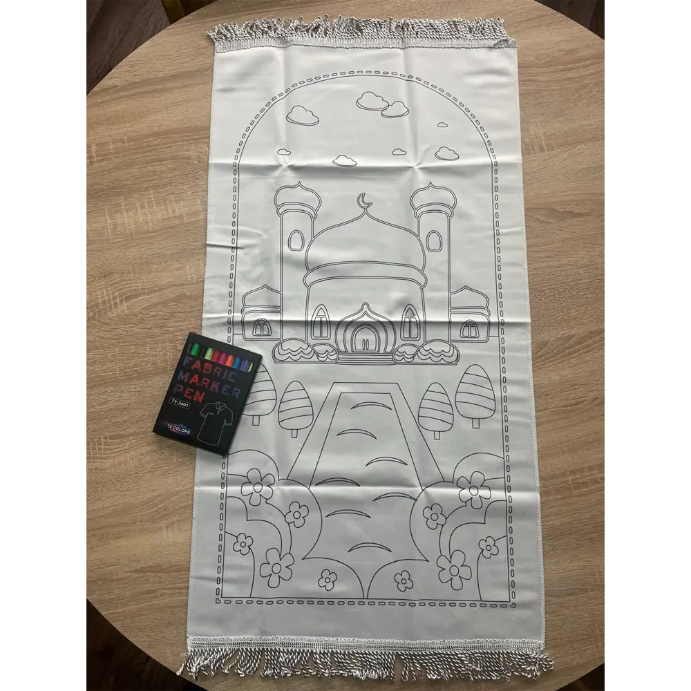 سجادة صلاة للتلوين مع أقلام قماشية +2 سنوات - زهور