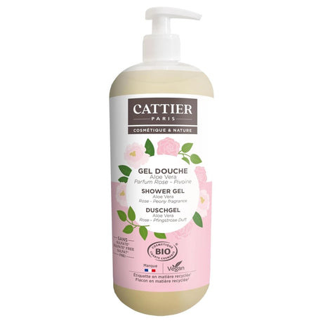 Cattier Gel Douche Sans Sulfate Parfum Parfum Rose & Pivoine 1L