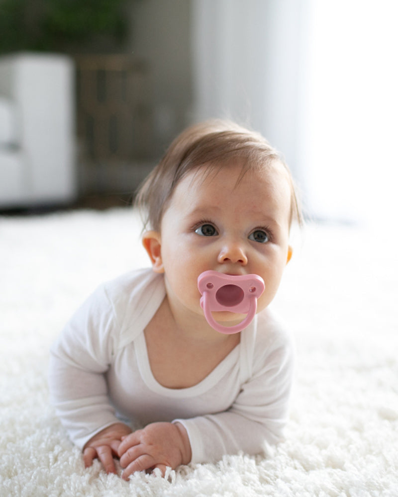 Chupetes de silicona Dr. Brown's HappyPaci (paquete de 2), 0-6 meses, rosa y verde