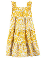 فستان كارترز من الكتان المزهر - اصفر