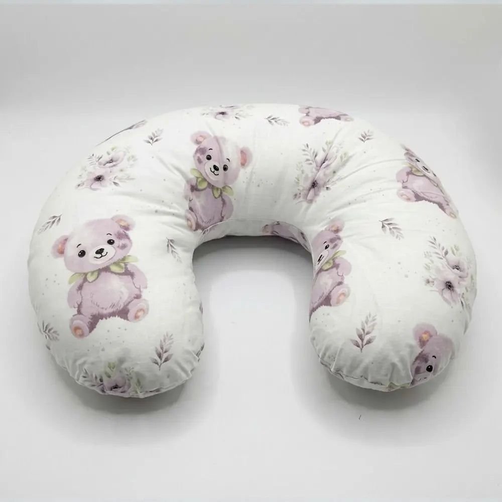 BébéYo Coussin d'Allaitement Oursons et Fleurs - Violets