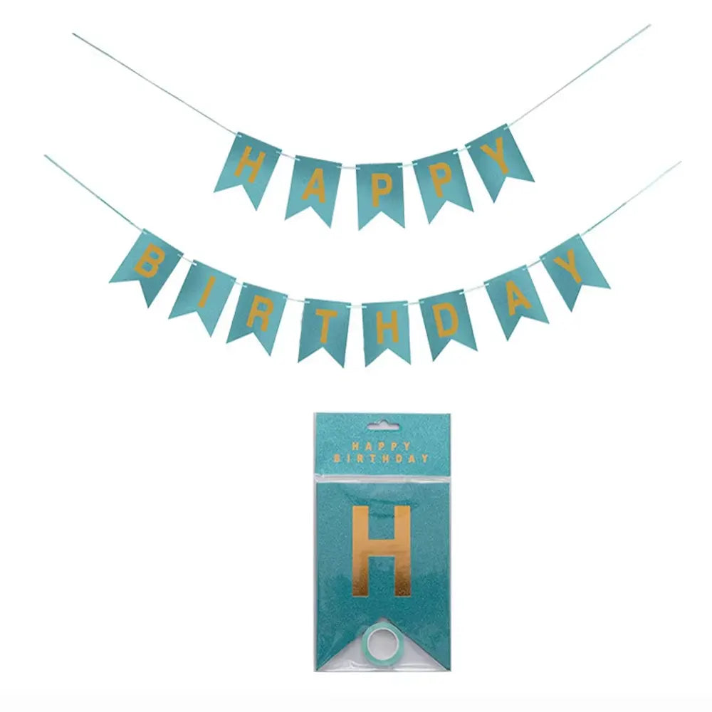 Bannière Happy Birthday - Turquoise Glitter