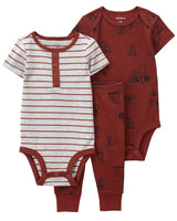 Ensemble 3 Pièces Body & Pantalon Bébé Carter's - Rouge & Gris