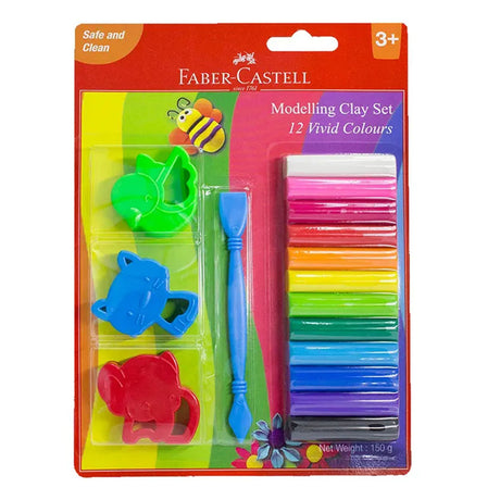 Faber-Castell Pâte à Modeler 12 Pièces 150g avec Outil de Bricolage