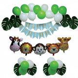 Jungle Birthday Decoration Kit – Balloons, Leaves and Animals