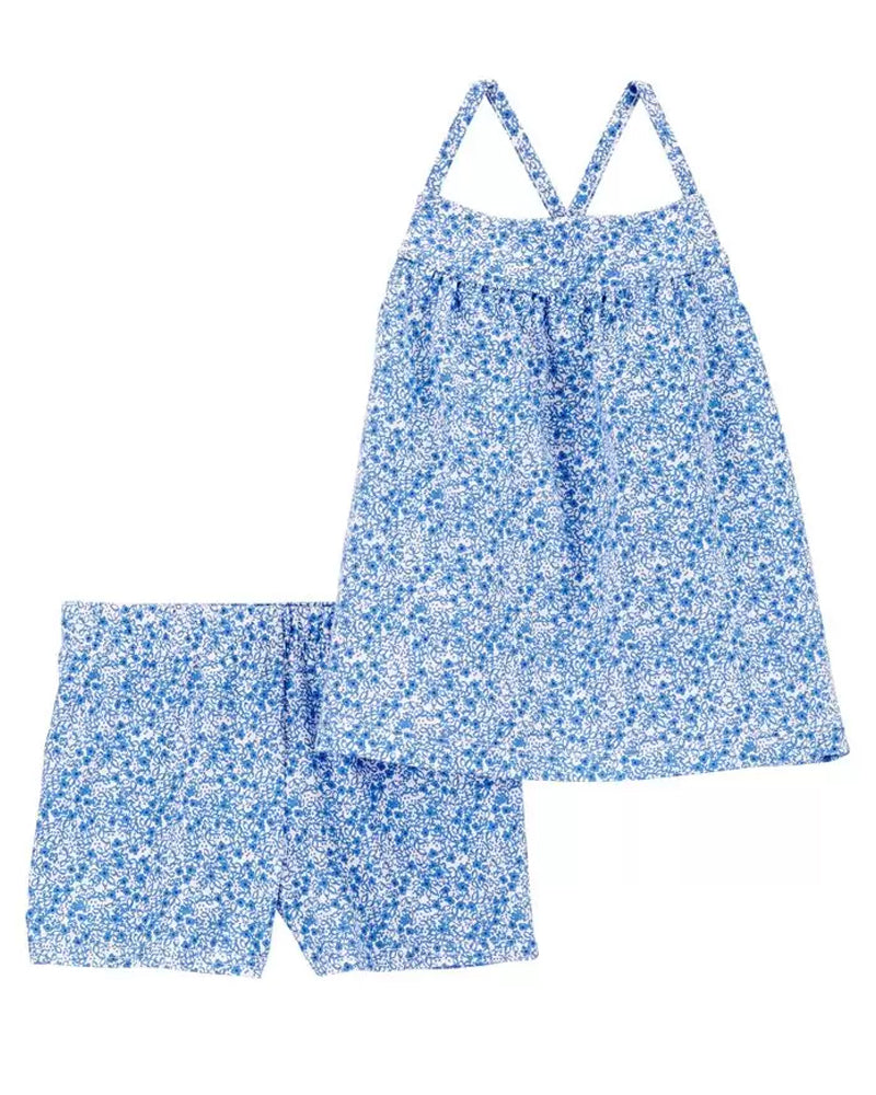 Ensemble 2 Pièces Débardeur Fleuri & Short Carter's - Bleu