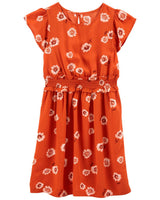 Carter's Floral Ruffle Dress - Orange