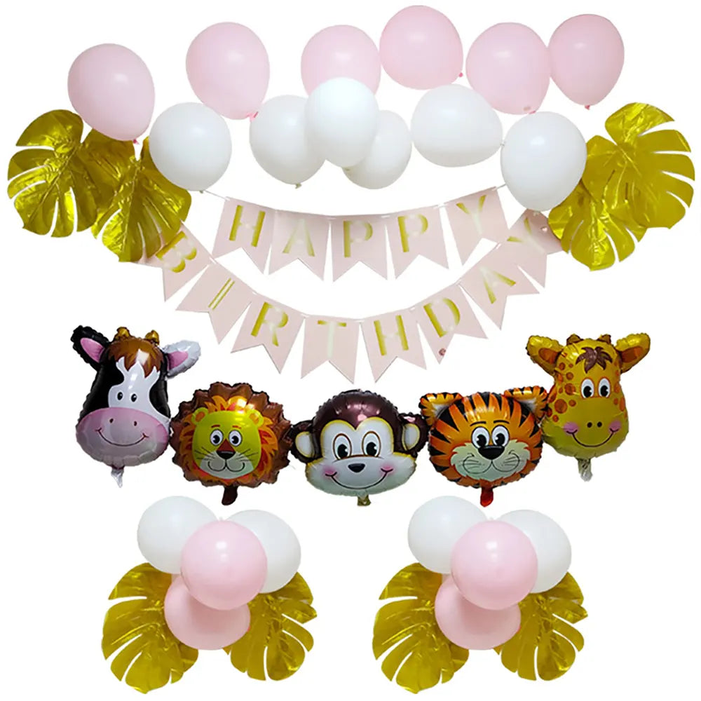 Decoration Kit – Balloons and Pink Animals