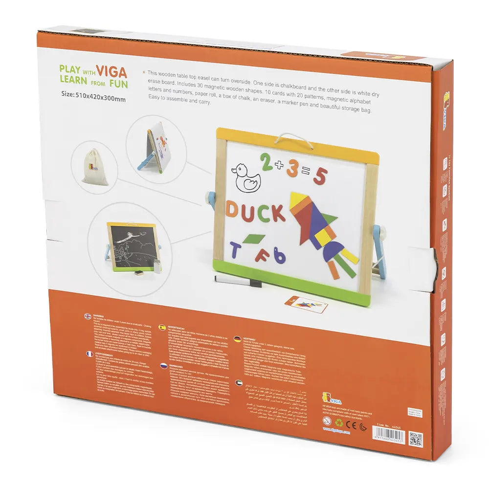 Viga Toys Tableau Magnétique & Ardoise 3A+