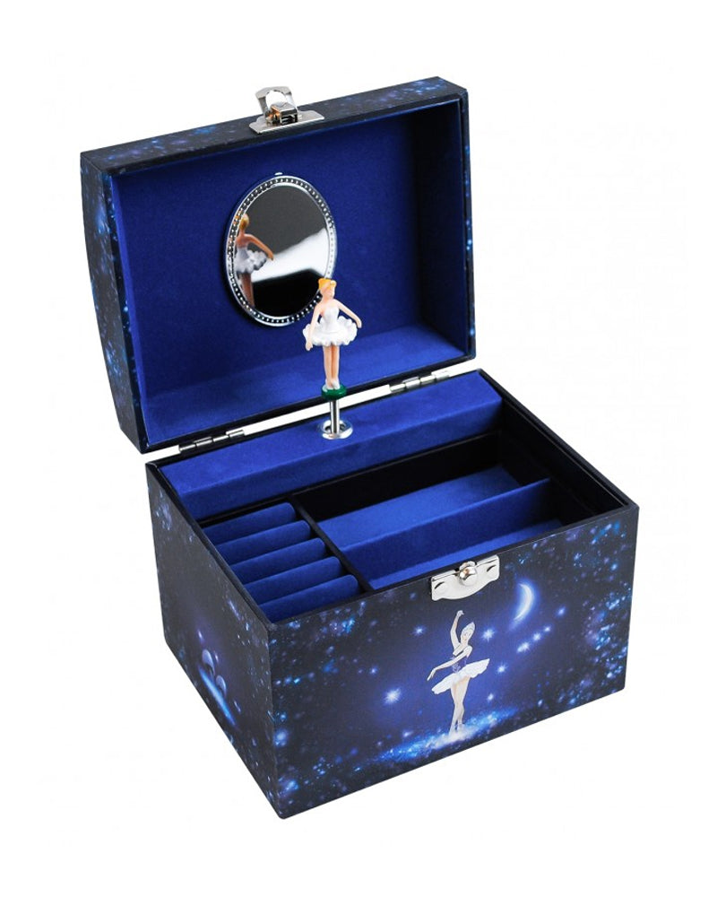 تروسولييه صندوق مجوهرات موسيقي راقصة نجمة - حقيبة مستحضرات تجميل - أزرق ليلي