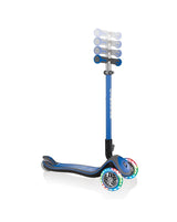 Globber Trottinette 3 Roues Elite Deluxe avec Lumières Pliable - Bleu Marine