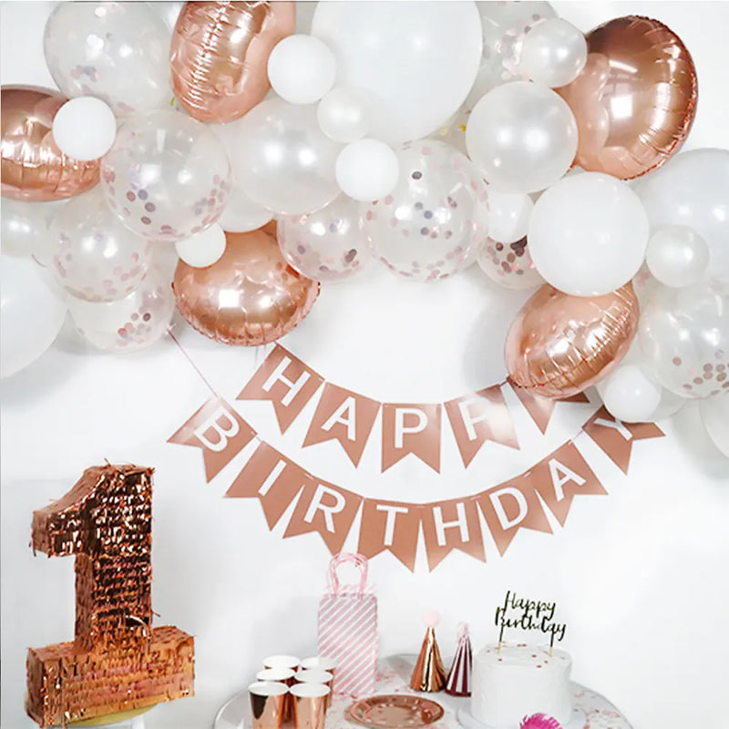 Kit Arche de Ballons Deluxe Rose Gold & Blanc