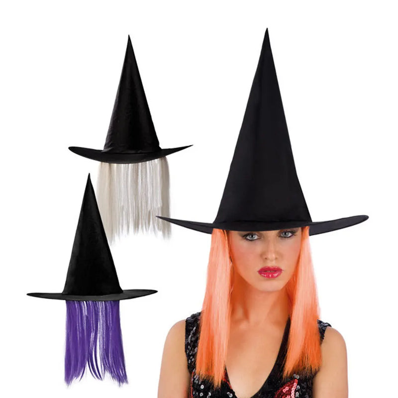 Sombrero de bruja con peluca (aleatorio)