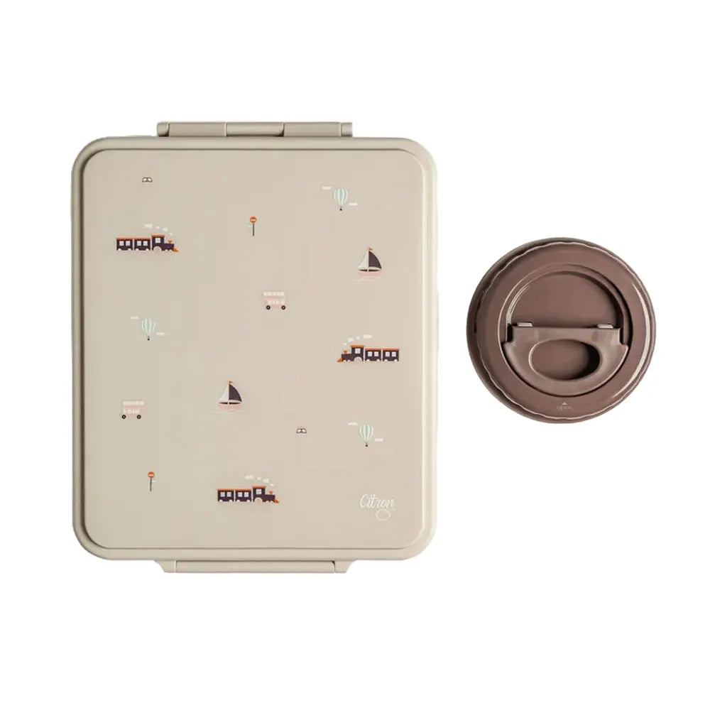 Large Lunchbox with Insulated Food Jar Citron - Vehicles