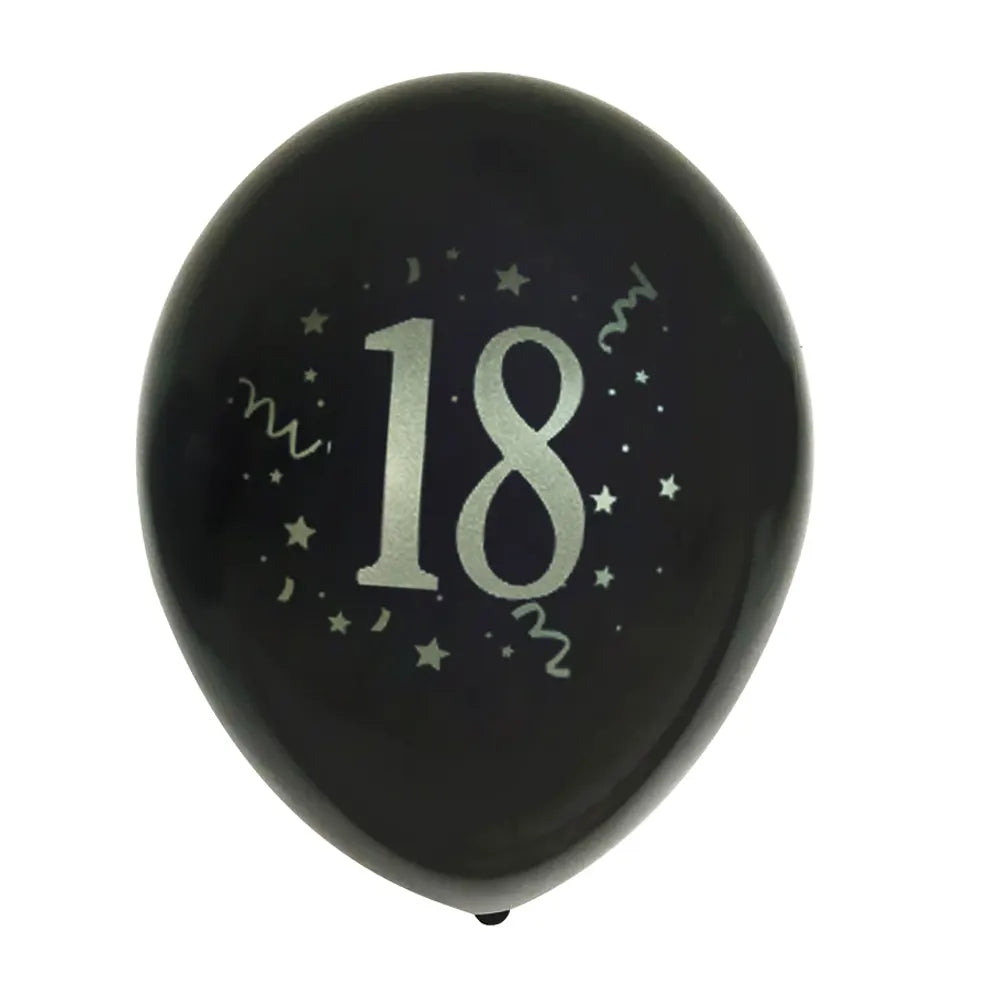 Set de 8 Globos de Látex Impresos con el Número 18 – 30cm