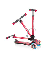 Globber Trottinette 3 Roues Elite Deluxe avec Lumières Pliable - Rouge